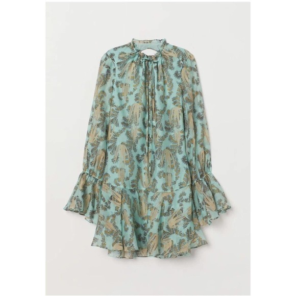 H&M CONSCIOUS EXCLUSIVE LYOCELL BLEND GREEN DRESS SIZE US 6 BLOGGERS FAVORITE - Picture 2 of 16